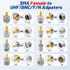 16pcs Anina RF Coaxial Adapter Kit UHF/BNC/N/F to SMA Male/Female Connectors for Ham Radio, Antenna, CCTV, WiFi, GPS