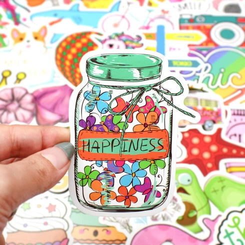 QTL Cute Waterproof Stickers for Girls Vinyl Packs for Water Bottles Hydro Flask Kids Teens 100Pcs