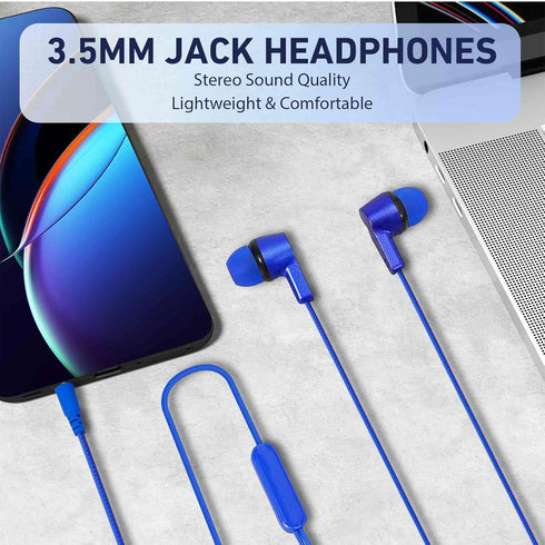 UrbanX R2 Wired in-Ear Headphones with Mic for Samsung Galaxy Tab A 8.0 (2019), Tangle-Free Cord, Noise Isolating