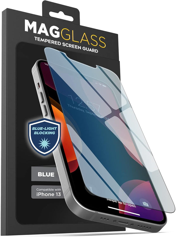Magglass iPhone 13 PRO Blue Light Blocking Tempered Glass Screen Protector - Reduces Eye Fatigue with Anti-Blue Light