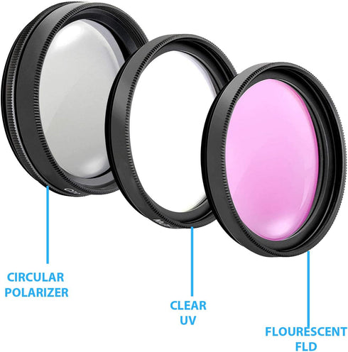 COMMANDER OPTICS 3 (77mm) Professional HD Piece Camera Lens Filter Kit (UV, CPL, FLD) with Carrying Case