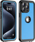 for iPhone 15 Pro Case Waterproof 6.1'', Full Protective Dustproof Shockproof Phone Case with Screen Protector (Blue)