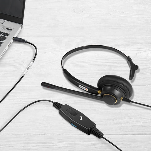 Arama Cell Phone Headset with Mic, Noise Canceling 3.5mm Wired Headset for iPhone, Samsung, PC, Clear Chat