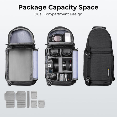 K&F Concept Waterproof Camera Sling Bag, Crossbody Backpack for DSLR/SLR/Mirrorless, Compatible with Canon/Nikon/Sony