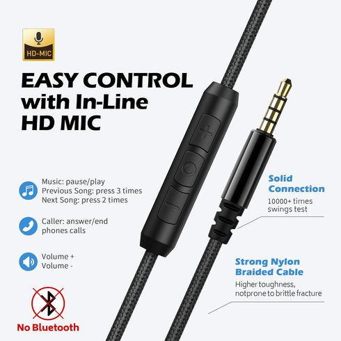 AILIHEN C8 Wired On-Ear Headphones with Microphone, Volume Control, Foldable Design for Smartphones, Laptops, Tablets