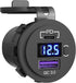 Qidoe USB C Car Charger Socket, 12V/24V Dual USB Outlet with LED Voltmeter & ON/Off Switch for Car, Boat, Truck