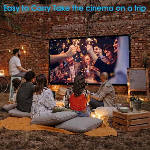 Frocopo 120 inch 16:9 Projector Screen, Foldable Anti-Crease Portable Projection Movies Screens, Double Sided Washable