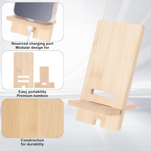QfwdfcTrenz Wooden Phone Stand, Wood Phone Stand Wooden Office Cellphone Holder for Desk with Charging Hole Detachable