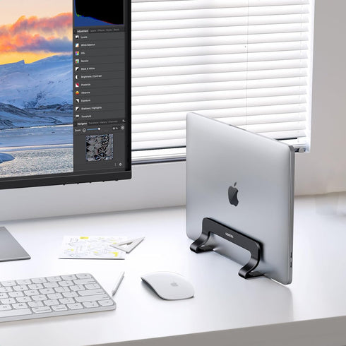 UGREEN Vertical Laptop Stand Holder for Desk, Adjustable Aluminum Stand Compatible with MacBook Pro, MacBook Air, Up to