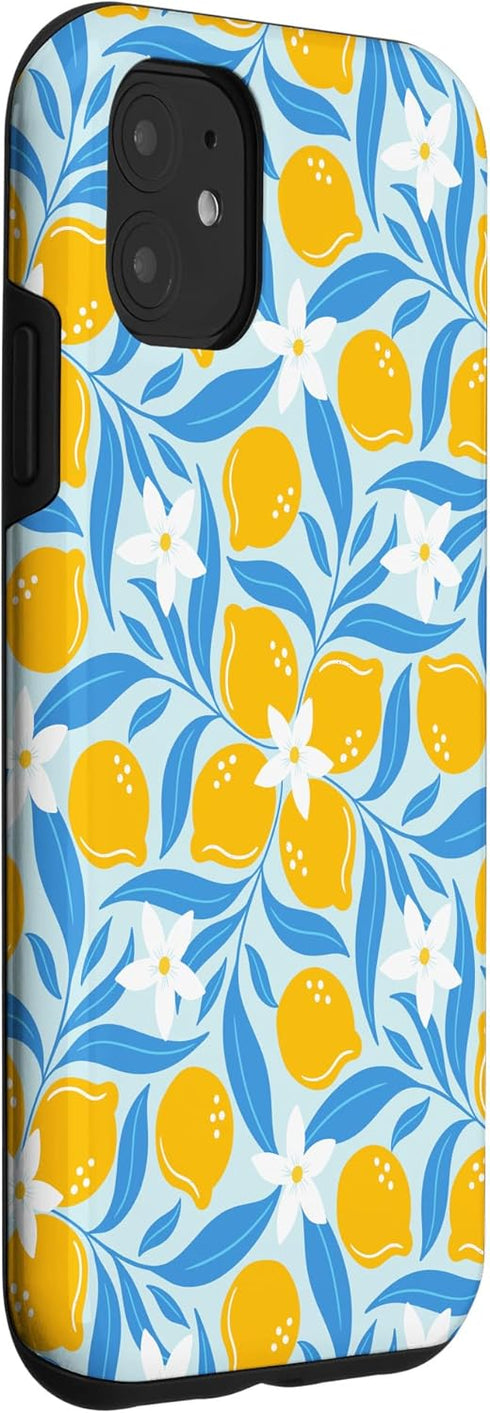 PrintablePretty 11 Powder Blue Cluster Lemon Floral Pattern Citrus Botanical Case for iPhone