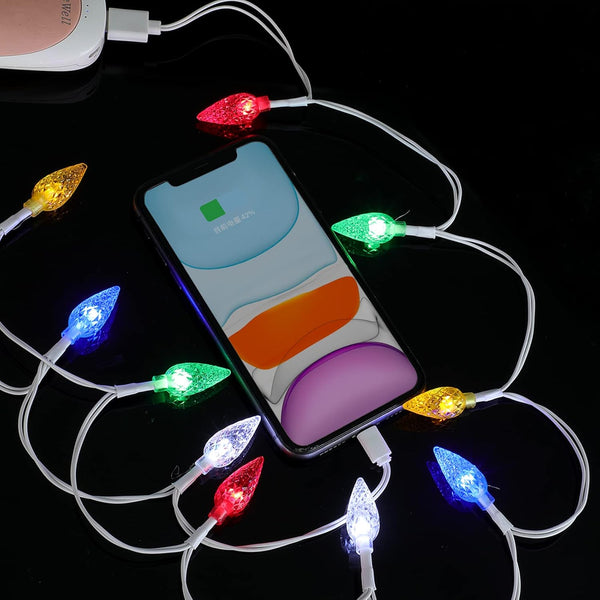 LED Christmas Light Phone Charger Cord, USB Charging Cable Gift for Phone 14/13/12/11 Pro/XS/XS Max/XR/X/8 Plus/8/7