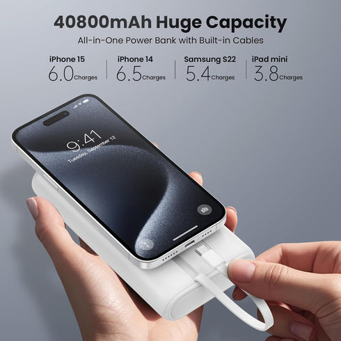 Ekrist 40800mAh 2 25W Pack 17 16 15 14 13 Upgraded Portable Charger Power Bank - Portable Battery with Built