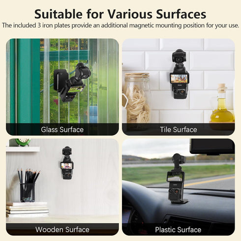 Magnetic Mount Stand for DJI Osmo Pocket 3, Adjustable Magnet Suction Case Holder for Desktop