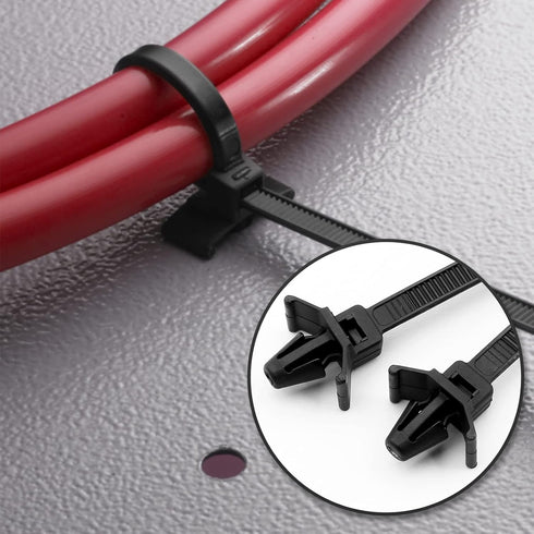 50 Pcs Black Nylon Push Mount Cable Zip Tie, 120mm / 4.7 Inch Arrow Push Mount Cable Ties for Multi-Purpose Use