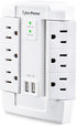 CyberPower CSP600WSURC2 Surge Protector, 1200J/125V, 6 Swivel Outlets, 2 USB Charging Ports, Wall Tap Design, White