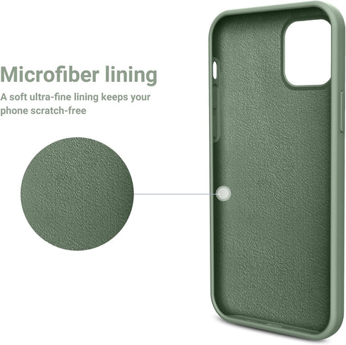 OTOFLY iPhone 12 & 12 Pro Case, Calke Green, Silky Soft Touch Premium Liquid Silicone Full-Body Protective Bumper