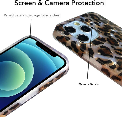 J.west Leopard Case for iPhone 11 Pro Max 6.5", Cute Sparkle Translucent Clear Stylish Cheetah Design