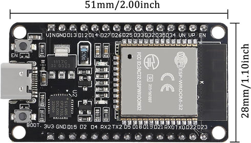 AITRIP 3PCS Type C 30pins CP2102 ESP-WROOM-32 ESP32 Development Board, 2.4GHz Dual-Mode WiFi + Bluetooth