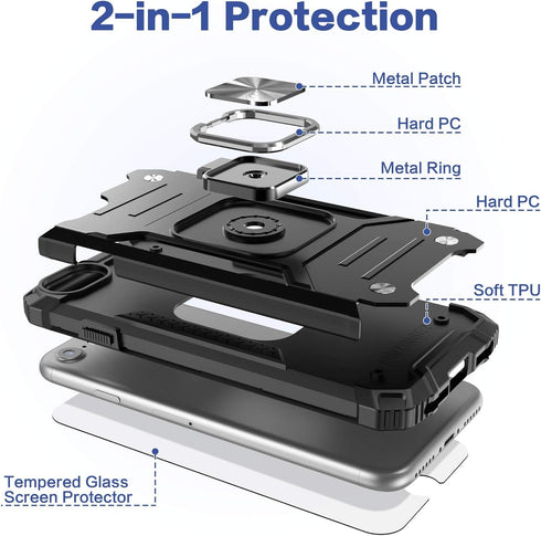 Shockproof Drop Test Case for iPhone SE 2020 with Screen Protector, Lightweight Protective Cover for iPhone 6/6s/7/8/SE