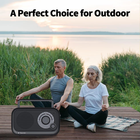 AM FM Radio with Best Reception, Portable Bluetooth Speaker Radio, Battery Operated or AC Power, Black