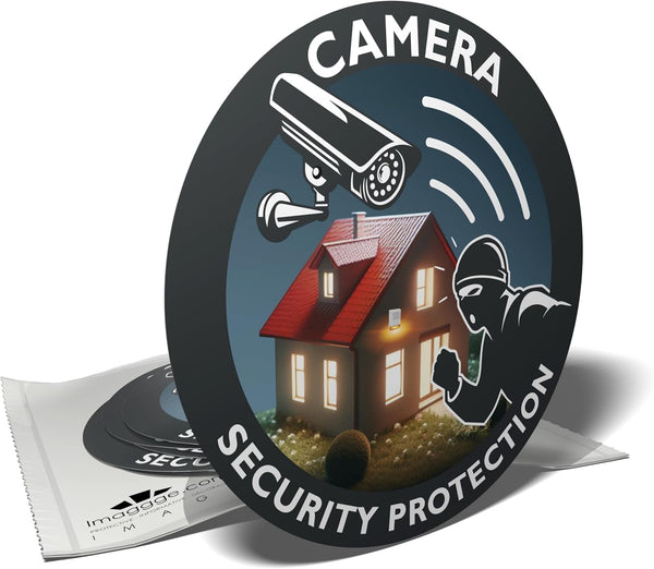 Intruder & Thief Deterrent Stickers - Security House Alarm & Camera - 6 Round Stickers