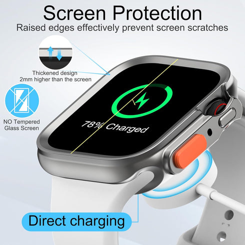 2 Pack Fvlerz Rugged Case for Apple Watch 45mm 44mm, Soft TPU Shockproof Bumper Cover for iWatch Series 9/8/7/6/SE/5/4