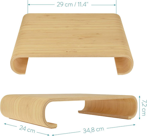 Navaris Wood Monitor Stand Riser - Desktop Organizer for PC TV Screen Notebook Laptop - Bamboo