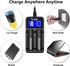 Snado Intelligent Charger - LCD Display Universal Smart Charger for Li-ion, Ni-MH/Ni-Cd Batteries (2 Slots)