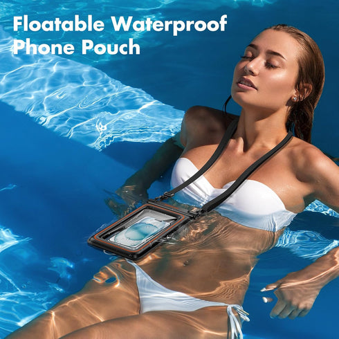 UNBREAKcable Large Waterproof Phone Pouch Floating, IPX8 Waterproof, Up to 9.5", 2 Pack for iPhone and Samsung