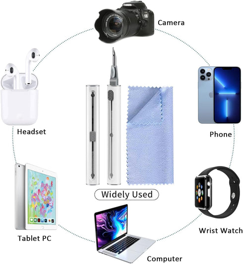 Airpod Cleaner Kit, Earbud Cleaning Kit for Airpods Pro 1 2 3, Multi-Function Cleaning Pen with Soft Brush Flocking