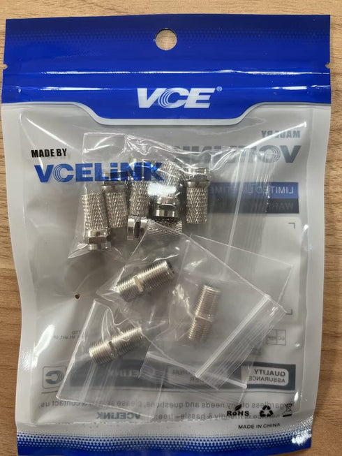 VCE Coaxial Cable Connector 6 Pcs, 3GHz Coax Coupler for Cable Extension and TV Cable Repair, Nickel Plated
