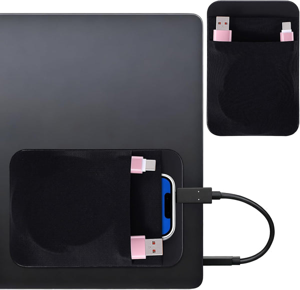 Gsbnjuy Portable Hard Drive Sleeve 2-Pocket Stick on Pouch with Reusable Adhesive SSD