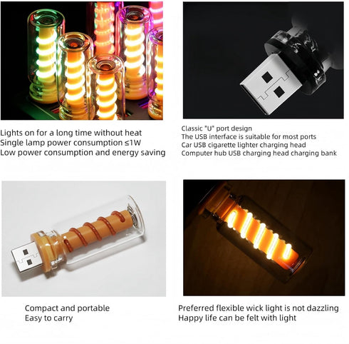 Generic 3D Dimmable Touch Control USB Car Interior Lights - Retro Creative LED Ambient Lighting, Universal USB Lights
