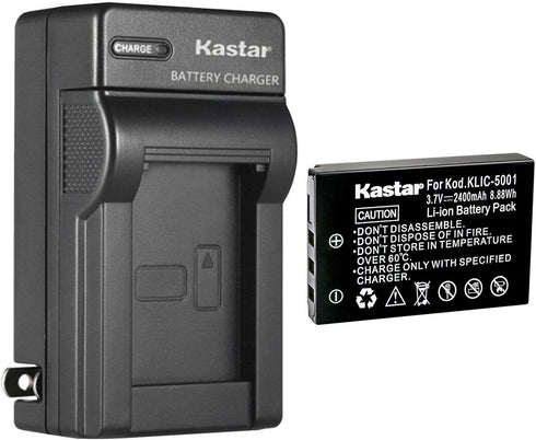 Kastar 1Pack KLIC-5001 Battery and AC Wall Charger for Kodak EasyShare Z7590, DX6490, DX7440