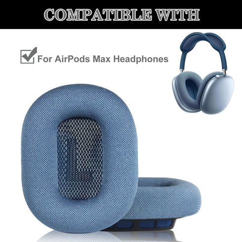Ear Cushions for Airpods Max Headphones Replacement Ear Cushion Covers Made of Mesh Fabric and Memory Foam (Blue)