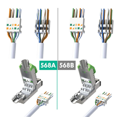 LINKUP - RJ45 Connectors Cat6A (2 Pack), Shielded Zinc-Alloy Housing Modular Termination Plug, 10G Easy Internet Tool