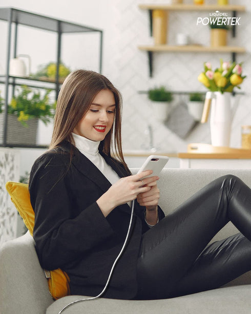 LIQUIPEL Powertek MFi Certified 6ft Lightning to USB Charger for iPhone & iPad, Fast Charging, Marble Grey Cable.