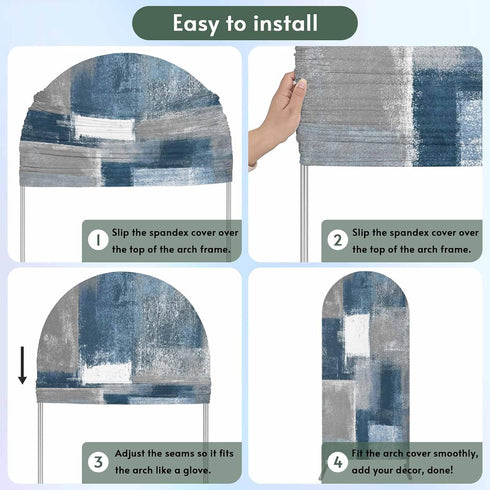 Jnbasdffb 6 Blue Grey Ombre Wedding Arch Cover,Stretchy Spandex Arch Backdrop Stand Covers FT,Abstract Vintage Oil