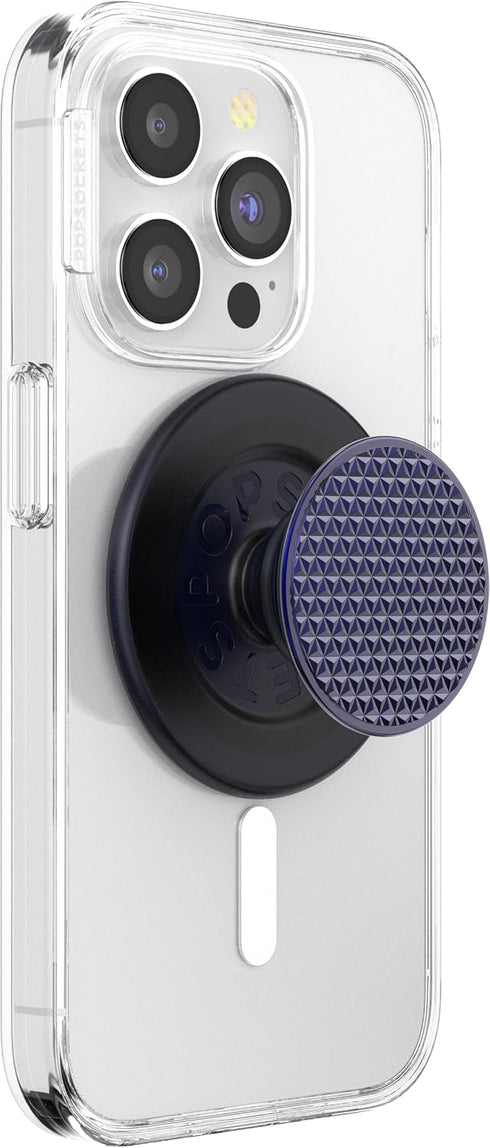 PopSockets Phone Grip Compatible with MagSafe, Phone Holder - Alum Triangle Knurled French Navy, Wireless Charging
