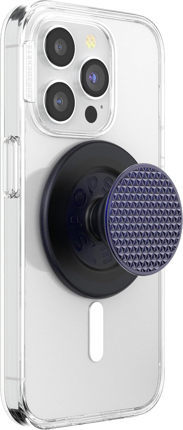 PopSockets Phone Grip Compatible with MagSafe, Phone Holder - Alum Triangle Knurled French Navy, Wireless Charging