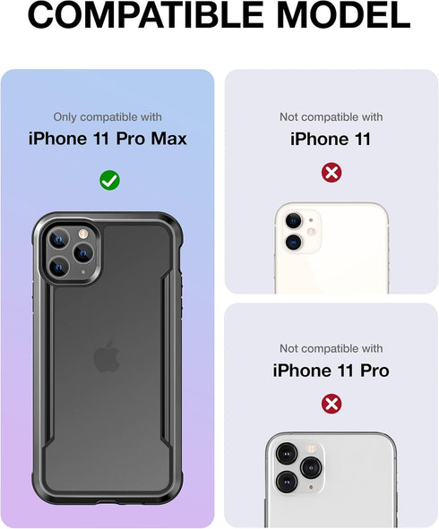 Raptic Shield for iPhone 11 Pro Max Case - Shockproof Protective Clear Case, Military 10ft Drop Tested, Black