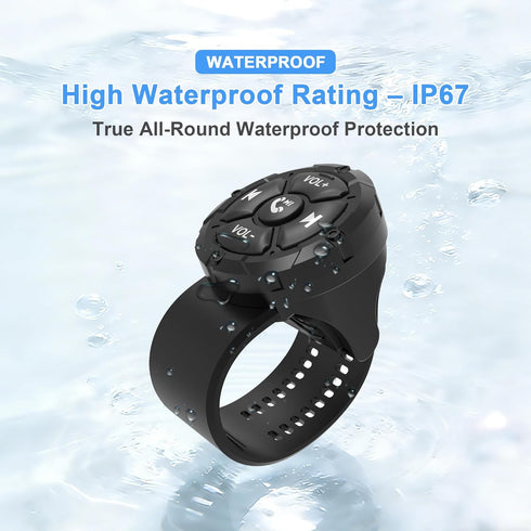 Bluetooth Media Button, Waterproof Wireless Music Controller for Car Steering Wheel, Bike & Motorcycle Handlebars