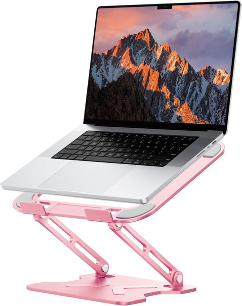JCZT Adjustable Laptop Stand for Desk, Metal Foldable Laptop Riser, Portable Laptop Holder