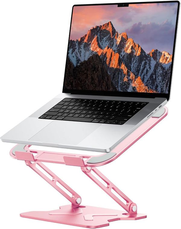 JCZT Adjustable Laptop Stand for Desk, Metal Foldable Laptop Riser, Portable Laptop Holder