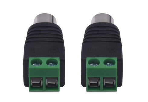 RCA to AV Screw Terminal Connector, Phono RCA Female Jack Solderless Converter, Audio/Video Connector for Speaker Wire