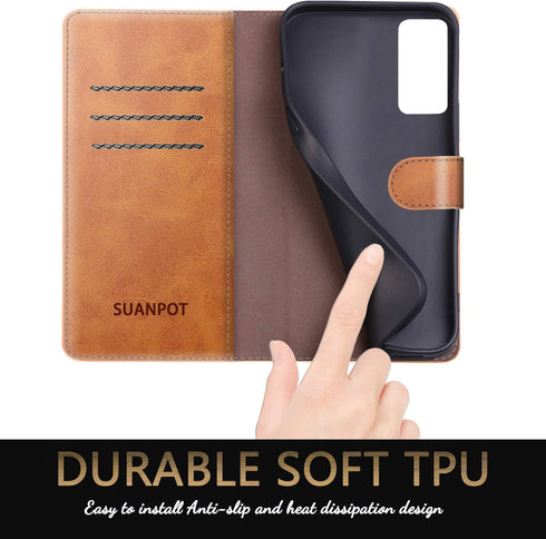 SUANPOT Leather Wallet Case for Samsung Galaxy S20 FE, RFID Blocking Credit Card Holder, Flip Folio Cover