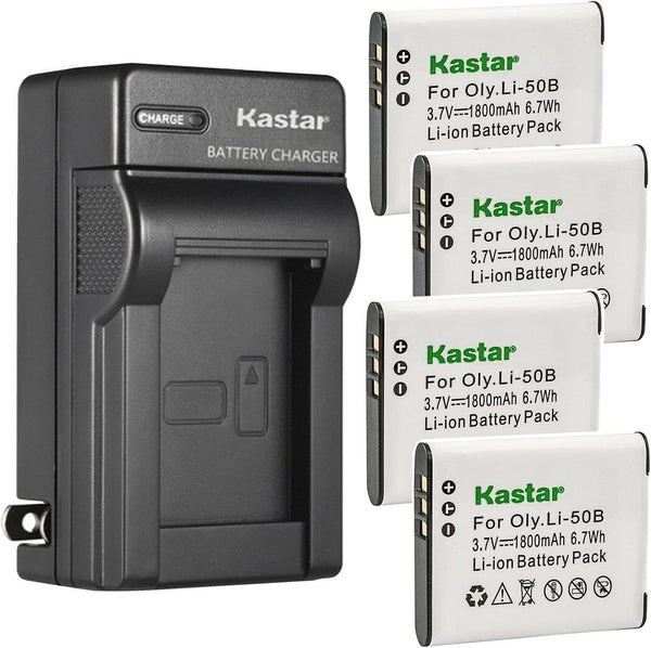 Kastar 4-Pack Battery & AC Wall Charger for Kodak LB-050 LB-052, PixPro FZ151, FZ152, FZ201, SL10, SL25 Cameras