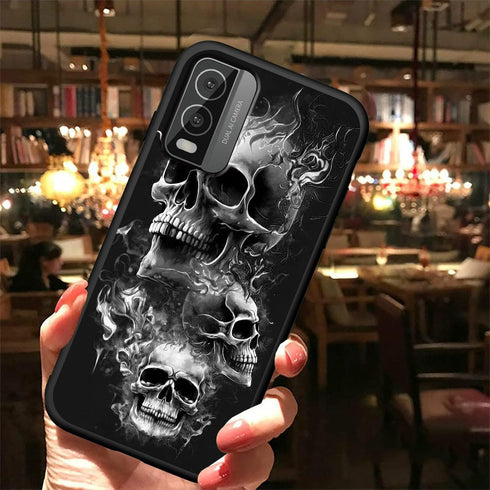 Ultra-Thin Soft Black TPU Shockproof Protection Case for Nokia C210 with Skull Design