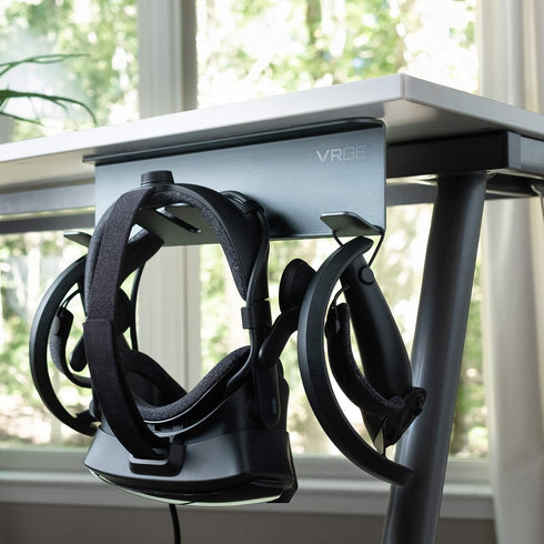 VRGE VR Stand Under Desk Storage Hook Organizer for Meta Oculus Quest 3/2, PS5 VR2, Valve Index Headsets