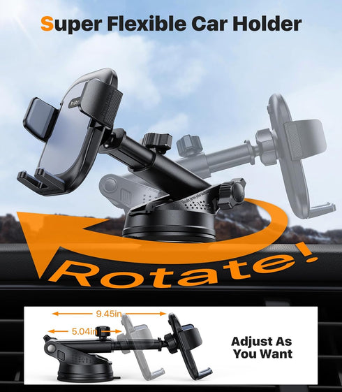 Ultra Stable Phone Holders for Your Car, 360 Adjustable Suction Cup Mount for Dashboard Windshield